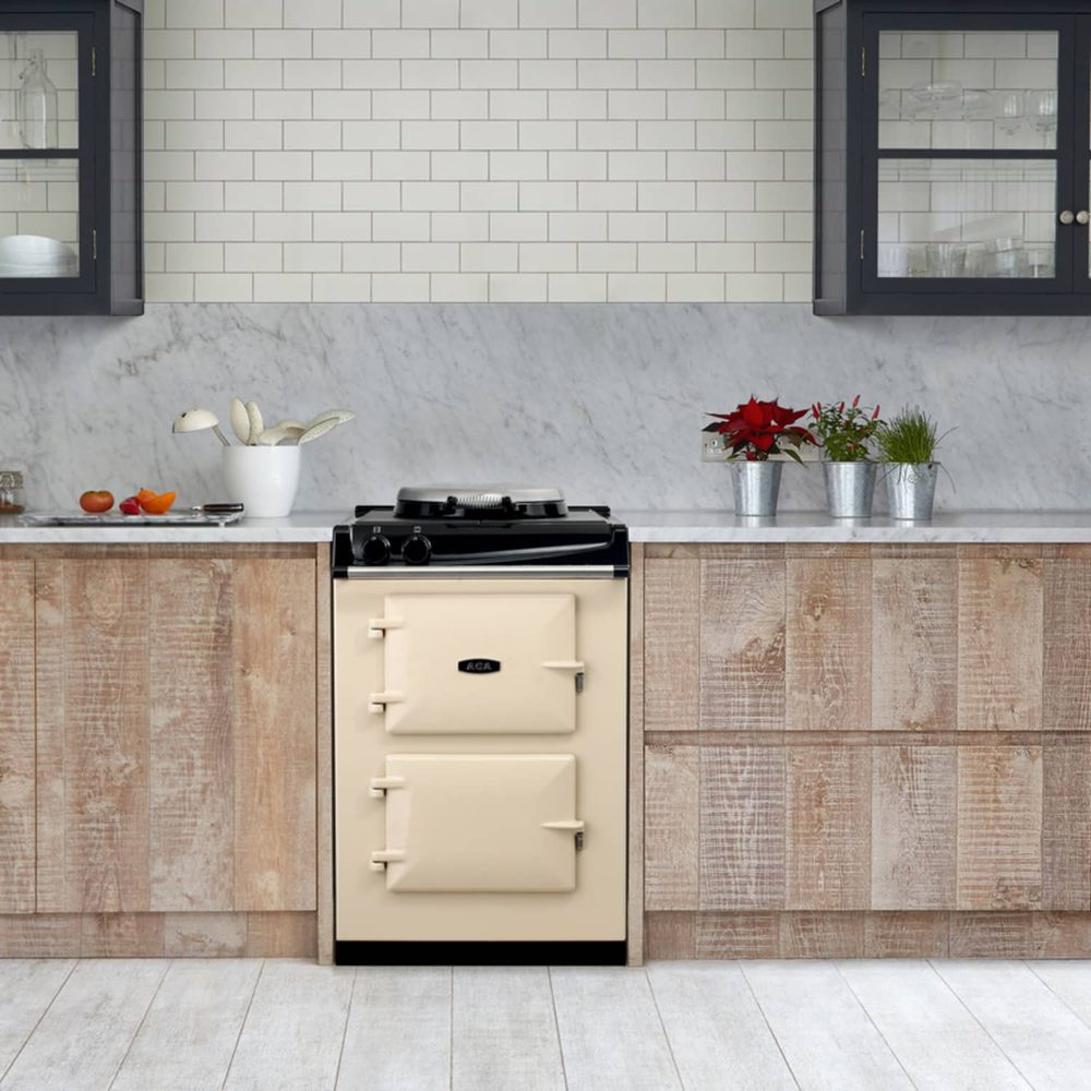 Compact kitchen appliances in a small apartment